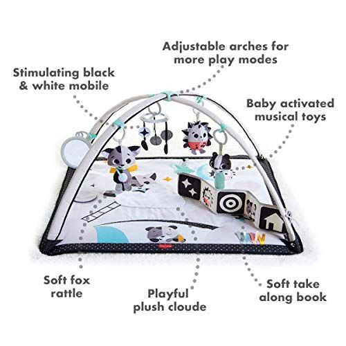 타이니러브 Tiny Love Black & White Gymini Deluxe Infant Activity Play Mat, Magical Tales