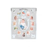 Tiny Ideas Babys First Year Picture Frame, First Year by Month, Newborn Baby Registry, Silver