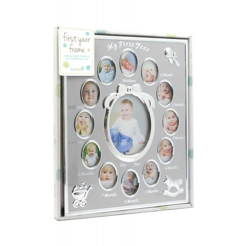  Tiny Ideas Babys First Year Picture Frame, First Year by Month, Newborn Baby Registry, Silver