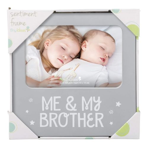  Tiny Ideas Me & My Brother Sentiment Keepsake Frame, Gift for Brother, Big Brother Big Sister Gifts, Gray