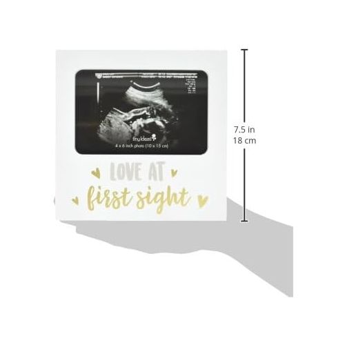  Tiny Ideas Love at First Sight Sonogram Keepsake Photo Frame, Baby Shower or Christmas New Mom Gift Ideas, White