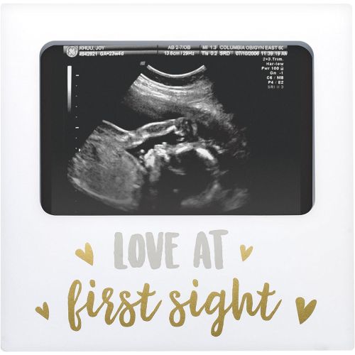  Tiny Ideas Love at First Sight Sonogram Keepsake Photo Frame, Baby Shower or Christmas New Mom Gift Ideas, White