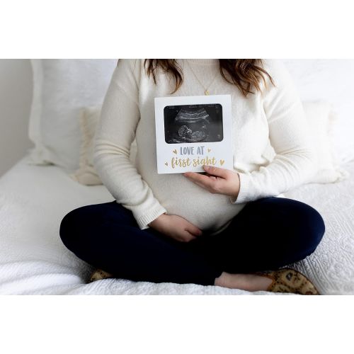  Tiny Ideas Love at First Sight Sonogram Keepsake Photo Frame, Baby Shower or Christmas New Mom Gift Ideas, White