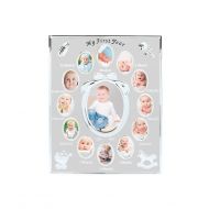Tiny Ideas Babys First Year Picture Frame, First Year by Month, Newborn Baby Registry, Silver (96002)