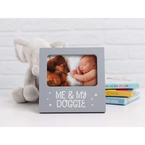  Tiny Ideas Me & My Doggie Picture Frame, Nursery Decor, Gender Neutral Baby Shower Gift, Gray