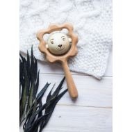 /Tinyfoxhole Traditional Rattle with Peas. Organic Wooden Rattle. Teething Toy. Natural Infant Toy. Beech and Linden rattle. Lion rattle.