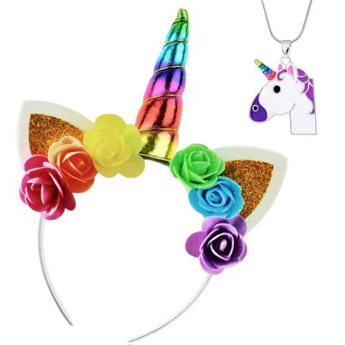  TippyCool Unicorn Headband Unicorn Necklace Cosplay Costume Flowers Ears Party Headbands Party Favors