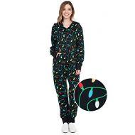 Tipsy+Elves Tipsy Elves Womens and Mens Unisex Black Christmas Lights Jumpsuit - Ugly Christmas Sweater Party Adult Onesie