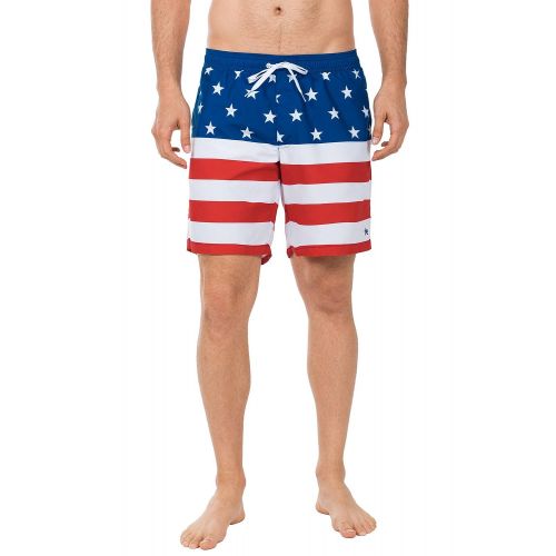  Tipsy Elves Mens American Flag Swim Trunks - Patriotic USA Stars and Stripes Swim Suit