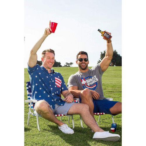  Tipsy Elves Mens American Flag Shirt - Blue USA Patriotic Button Down Hawaiian Shirt for Guys