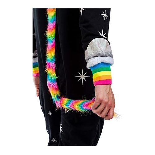  Tipsy Elves Hooded Unicorn Halloween Costume Jumpsuit for Men and Women - Unicorn Onesie with Rainbow Horn, Mane, and Tail