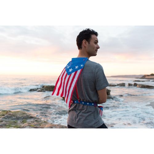  Tipsy Elves Patriotic USA Fanny Pack with American Flag Cape, Suspenders & Drink Holder