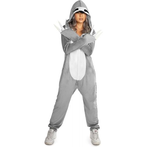  할로윈 용품Tipsy Elvess Womens Sloth Costume - Cute Grey Fuzzy Animal Halloween Jumpsuit