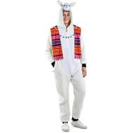 Tipsy Elvess Mens Llama Costume - Funny White Fuzzy Animal Halloween Jumpsuit