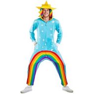 Tipsy Elvess Mens Rainbow Power Stance Costume - Funny Multicolored Halloween Jumpsuit