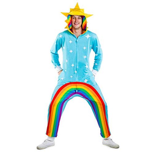  할로윈 용품Tipsy Elvess Mens Rainbow Power Stance Costume - Funny Multicolored Halloween Jumpsuit