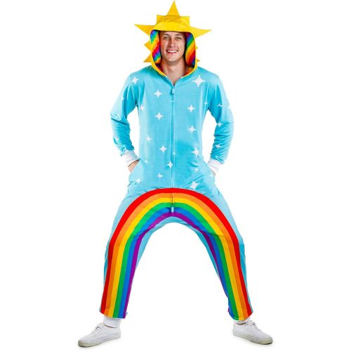  할로윈 용품Tipsy Elvess Mens Rainbow Power Stance Costume - Funny Multicolored Halloween Jumpsuit