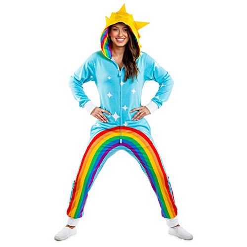  할로윈 용품Tipsy Elvess Womens Rainbow Power Stance Costume - Funny Multicolored Halloween Jumpsuit