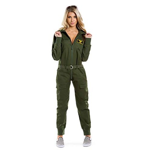  할로윈 용품Tipsy Elves Womens Pilot Costume - Green Military Flight Halloween Jumpsuit