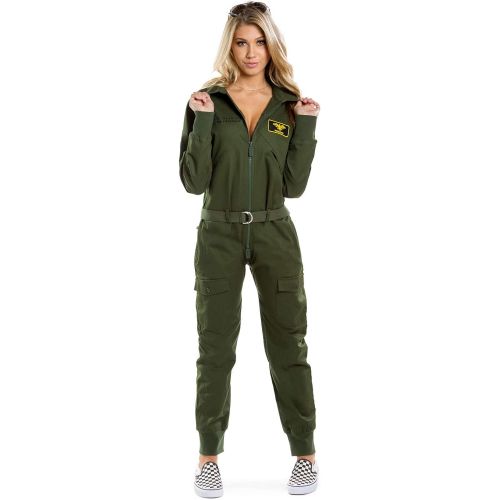  할로윈 용품Tipsy Elves Womens Pilot Costume - Green Military Flight Halloween Jumpsuit