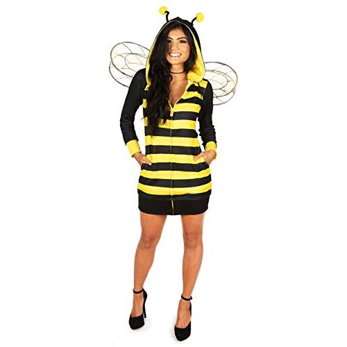  할로윈 용품Tipsy Elves’ Womens Queen Bee Costume Dress - Black and Yellow Insect Halloween Outfit