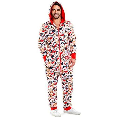  Tipsy+Elves Womens and Mens Unisex Meowy Catmus Ugly Christmas Sweater Party Jumpsuit - Adult Christmas Cat Onesie