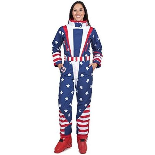  Tipsy+Elves Tipsy Elves Womens Brand New American Flag Patriotic Ski Suit - Retro 80s Inspired USA Snow Suit for Female