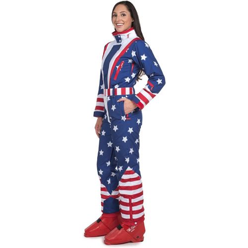  Tipsy+Elves Tipsy Elves Womens Brand New American Flag Patriotic Ski Suit - Retro 80s Inspired USA Snow Suit for Female