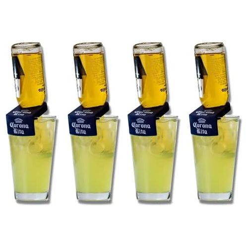  [아마존베스트]Tipsy Umbrella Corona-Rita Margarita Holder - Set of 4 Yellow/Blue (Blue)