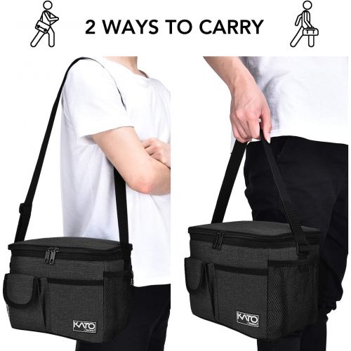  [아마존베스트]Insulated Lunch Box for Women Men, Leakproof Thermal Reusable Lunch Bag with 4 Pockets for Adult & Kids, Lunch Bag Cooler Tote for Office Work by Tirrinia, Black