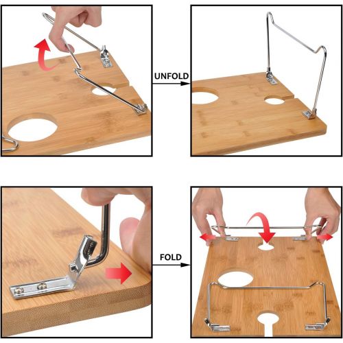  Tirrinia Outdoor Wine Picnic Table, Folding Portable Bamboo Wine Glasses & Bottle, Snack and Cheese Holder Tray for Concerts at Park, Beach, Ideal Wine Lover Gift
