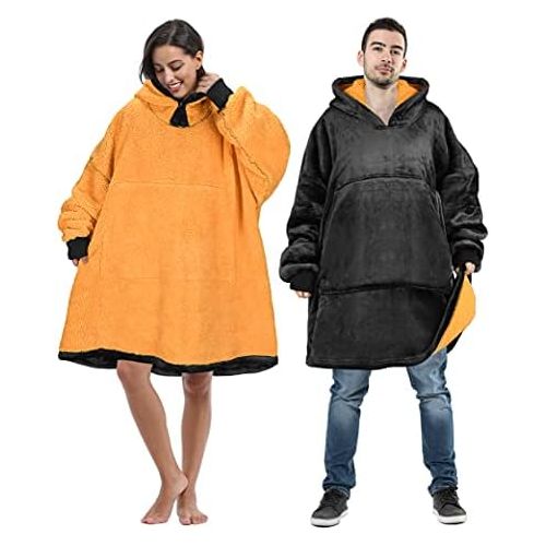  [아마존베스트]Tirrinia Oversized Hoodie Blanket Sweatshirt Comfortable Sherpa Giant Pullover Reversible Wearable Blankets for Adults Men Women Teenagers Kids Wife Girlfriend