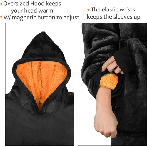  [아마존베스트]Tirrinia Oversized Hoodie Blanket Sweatshirt Comfortable Sherpa Giant Pullover Reversible Wearable Blankets for Adults Men Women Teenagers Kids Wife Girlfriend