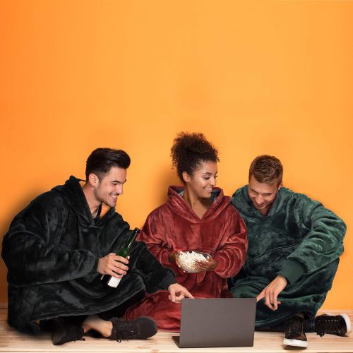  [아마존베스트]Tirrinia Oversized Hoodie Blanket Sweatshirt Comfortable Sherpa Giant Pullover Reversible Wearable Blankets for Adults Men Women Teenagers Kids Wife Girlfriend