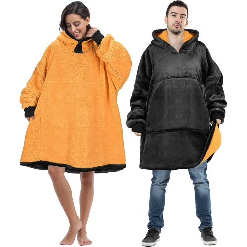  [아마존베스트]Tirrinia Oversized Hoodie Blanket Sweatshirt Comfortable Sherpa Giant Pullover Reversible Wearable Blankets for Adults Men Women Teenagers Kids Wife Girlfriend