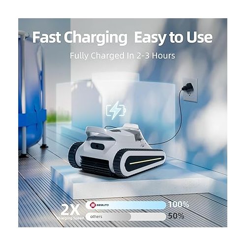  (2024 New) Crab Cordless Robotic Pool Cleaner，Wall Climbing Pool Vacuum，Pool Vacuum for Inground Pools with Smart Navigation