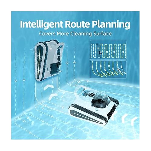  (2024 New) Crab Cordless Robotic Pool Cleaner，Wall Climbing Pool Vacuum，Pool Vacuum for Inground Pools with Smart Navigation