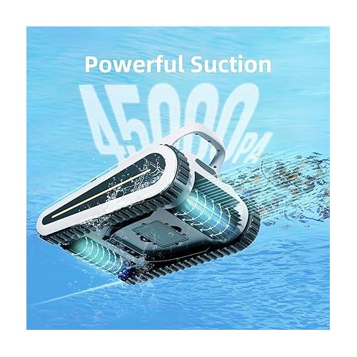  (2024 New) Crab Cordless Robotic Pool Cleaner，Wall Climbing Pool Vacuum，Pool Vacuum for Inground Pools with Smart Navigation