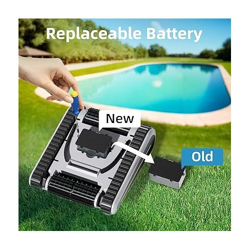  (2024 New) Crab Cordless Robotic Pool Cleaner，Wall Climbing Pool Vacuum，Pool Vacuum for Inground Pools with Smart Navigation