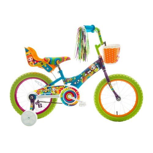  Titan Girls Flower Power Princess 16 BMX Bike with Training Wheels, Doll Seat, Basket and Streamers