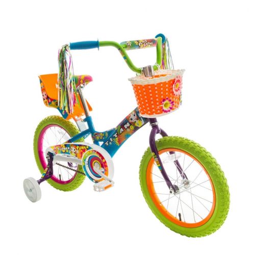  Titan Girls Flower Power Princess 16 BMX Bike with Training Wheels, Doll Seat, Basket and Streamers