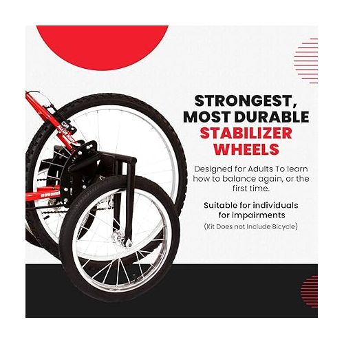  BIKE USA Heavy-Duty Stabilizer Wheels for Adult Bicycles, The Original Training Aid for Full Size Bikes with a 24