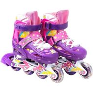 TITAN Flower Princess Girls Inline Skates with LED Light-up Front Wheel and LED Laces, Multiple Size and Color Options