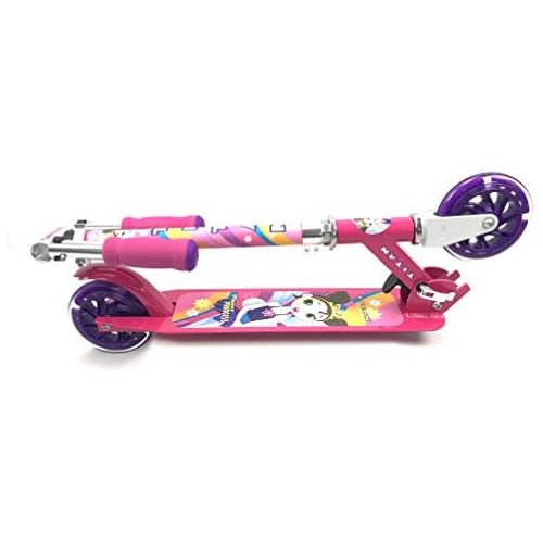  TITAN Flower Princess Folding Aluminum Girls Folding Kick Scooter with LED Light Up Wheels (Age 5+), Pink