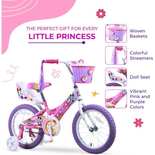  Titan Girls Flower Princess BMX Bike, Pink, 16-Inch