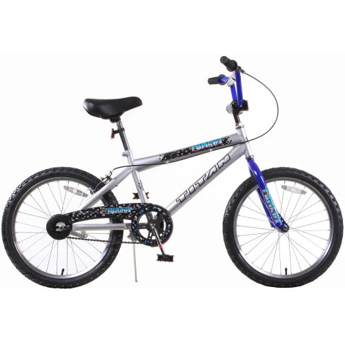  TITAN Tomcat Boys BMX Bike with 20 Wheels, Blue and Silver