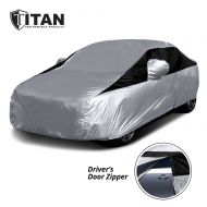 Titan Lightweight Car Cover | Compact Sedan | Fits Toyota Corolla, Nissan Sentra, and More | Waterproof Car Cover Measures 185 Inches, Includes a Cable and Lock, and Features a Dri