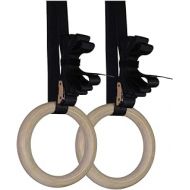 Titan Fitness Wooden Gymnastics Rings with Cam Buckle Straps, Home Gym Equipment, 8”