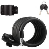 Titanker Bike Lock, Bike Locks Cable Lock Coiled Secure Keys Bike Cable Lock with Mounting Bracket