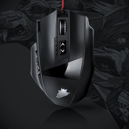  [아마존베스트]Titanwolf Titanium Wolf 16400DPI USB Gaming Laser Mouse | 1816400DPI Sampling Rate | High Precision | Configurable LED Colour Lighting | Avago Sensor Technology MMO Gaming | Includes Soft